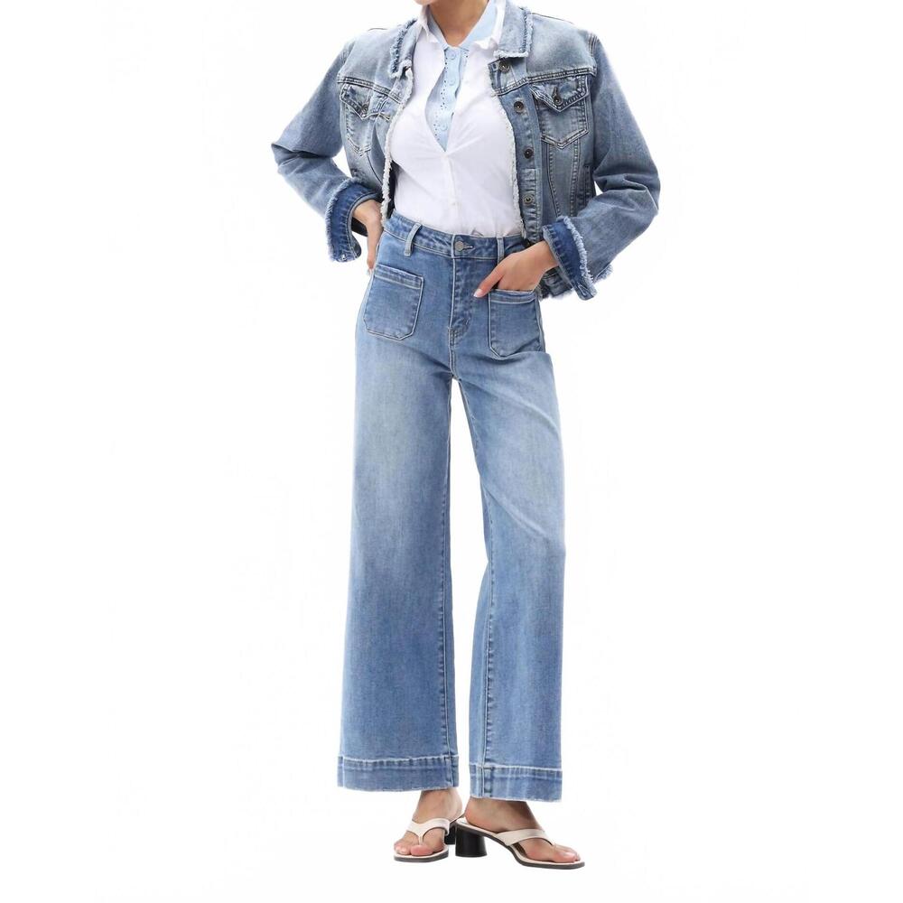 NEW BAYEAS high rise wide leg jean in medium blue